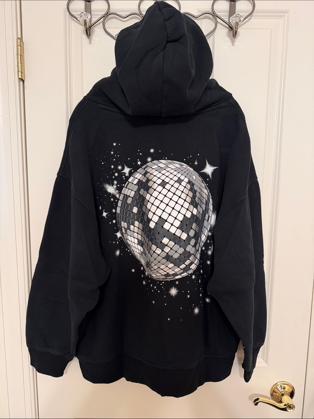Black Hoodie with White Star Cluster Graphic